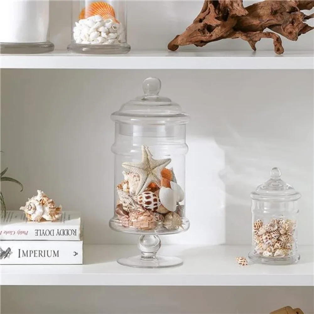 Glass Apothecary Jars, Bathroom Storage Organizer Stand,  (Clear)